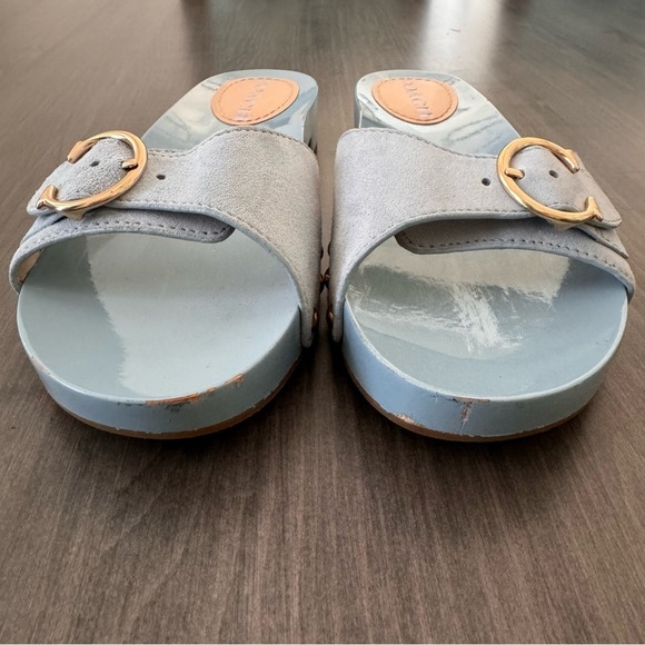 Coach bleeker suede slide sandals light blue size 8 - Picture 3 of 13